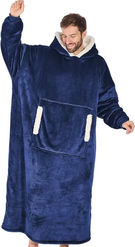 Miniatura 25 de yescool - Cobija con capucha, sudadera de franela de forro polar sherpa para adultos, mujeres y hombres, talla única