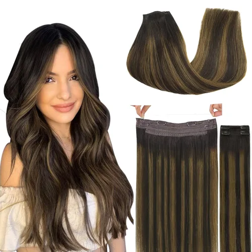 Miniatura 17 de GOO GOO Extensiones de Cabello Humano con Alambre, 18A/613A Rubio Oscuro mezclado con Rubio Decolorado Resaltado 18 pulgadas 95g, Extensiones