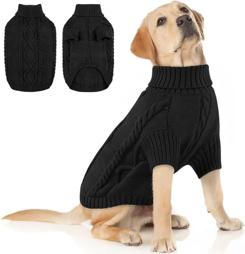 Miniatura 28 de Queenmore - Suéter de punto trenzado con cuello alto para perros pequeños, para climas fríos, para chihuahua, bulldog, teckel, carlino y yorkie, XS