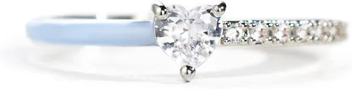 Story Jewellery - Anillos de corazón para mujer, anillos de promesa de medio esmalte cortados en corazón para madre, hija, mejores amigas, chapados