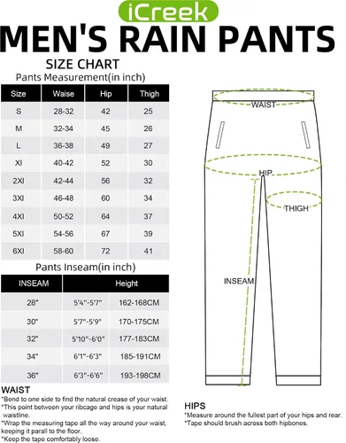 Miniatura 6 de iCreek Pantalones de lluvia para hombre, impermeables, transpirables, resistentes al viento, ligeros, para trabajo, lluvia, exteriores, senderismo