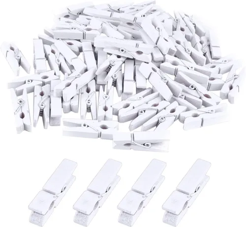 Miniatura 9 de Alfileres de madera, 100 clips de madera pequeños de 1.3 pulgadas con cordel de yute de 33 pies para clips de bolsa, bolsa de ropa, alfiler de ropa