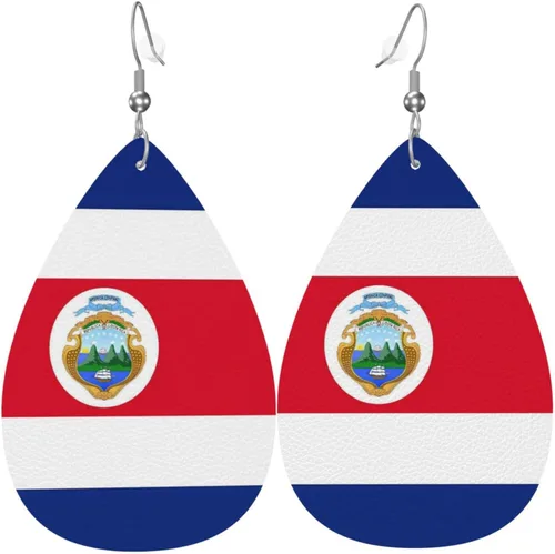 Miniatura 15 de Pendientes de bandera de país en forma de lágrima para mujer, ligeros, de cuero, colgantes, joyería patriótica para regalos