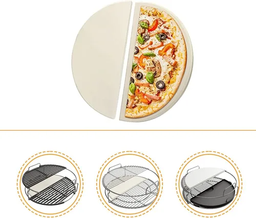 Miniatura 7 de Piedra convEGGtor de piedra para asar pizza, piedra de hornear resistente, piedra para pizza, perfecta para horno, barbacoa y parrilla