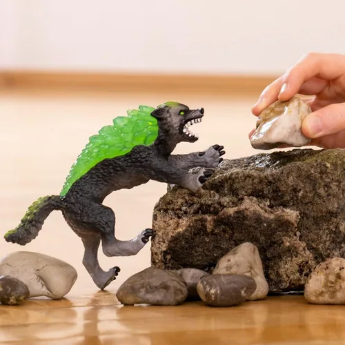 Miniatura 2 de Schleich Eldrador Creatures - Figura de lobo de piedra de 6 pulgadas, divertida figura de animal de fantasía para juegos imaginativos para niños