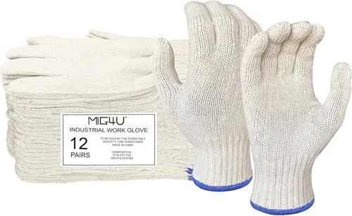 MIG4U 12 Pares de Guantes de Trabajo - Guantes de Hilo de Algodón para Trabajo de Seguridad - Forro de Guante Protector de Manos Protección contra