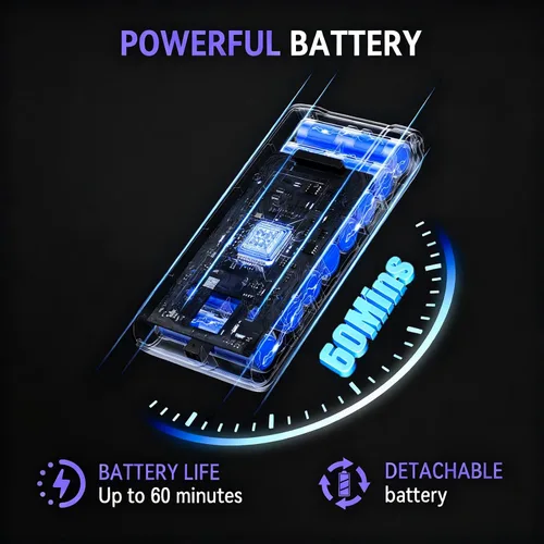 Miniatura 7 de Aspiradora inalámbrica, 600 W, 55 KPA, 60 minutos para el hogar, aspiradora inalámbrica antienredos, aspiradora recargable con luz verde, potente