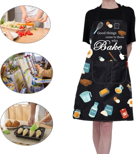 Miniatura 7 de CMNIM Delantales divertidos para mujeres y hombres, regalos para hornear para panaderos, delantal de cocina con bolsillo, regalos para amantes