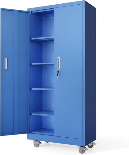 Miniatura 9 de VINGLI Armario de Pared para Garaje con Puertas con Cerradura y Estante Ajustable, Gabinete de Pared de Metal, Gabinete de Almacenamiento Superior