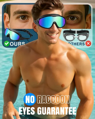 Miniatura 2 de Swim Goggles 2 Pack, Wide View Anti Fog&UV Swimming Goggles for Audlt, No Leaking Swim Glasses for Men Women Kids Aqua & Plata Brillante