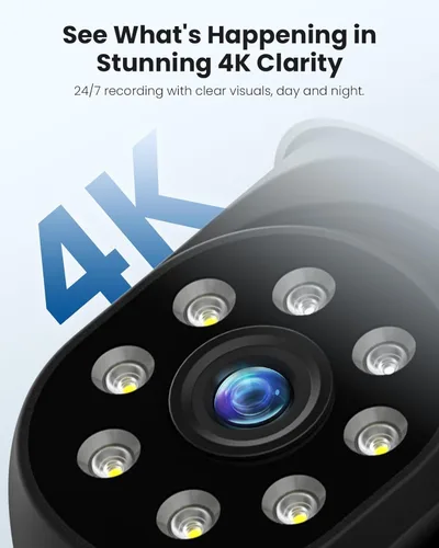 Miniatura 2 de Hiseeu Cámara de seguridad 4K 8MP para exteriores, cámara de seguridad inalámbrica para el hogar con panorámica e inclinación, WiFi Pro 2.4/5GHz