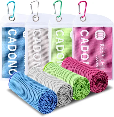 CADONO Paquete de 4 toallas refrescantes (40 x 12 pulgadas), toalla de frío suave y transpirable, toalla de hielo, toalla de microfibra para yoga,