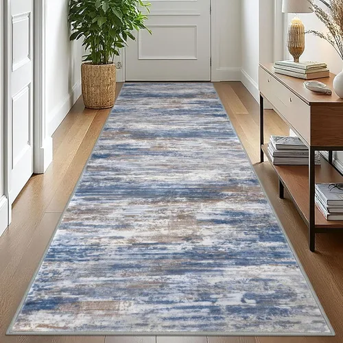 Miniatura 67 de KOZYFLY – Alfombra de pasillo moderna y lavable de diseño abstracto verde, 2 x 5 pies, antideslizante, suave y de pelo corto, ideal para cocina