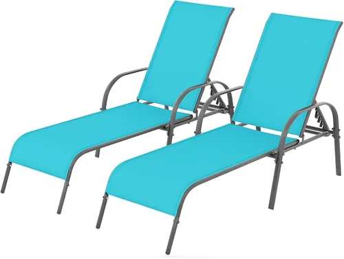 Miniatura 15 de Giantex Silla de Salón para Patio, Tumbona para Exteriores con Respaldo de 5 Posiciones Ajustables, Marco de Acero Resistente, Sillón Reclinable