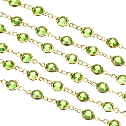 Miniatura 15 de uxcell Cadena de diamantes de imitación blancos de 2 yardas a granel con cadena de latón chapada en plata para hacer joyas, manualidades, pulseras