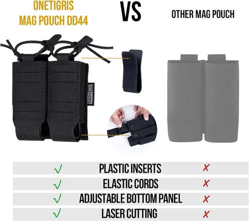 Miniatura 8 de OneTigris MOLLE - Bolsa táctica para pistola mag, doble bolsa para cargador de 0.354 in .40 .45 .357 Glock S&W Ruger Springfield HK de liberación