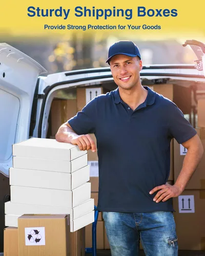 Miniatura 6 de Cajas de Envío de 12x9x3 Pulgadas: Paquete de 22 Cajas de Cartón para Embalaje, Cajas de Envío Blancas para Embalaje de Pequeñas Empresas, Cajas