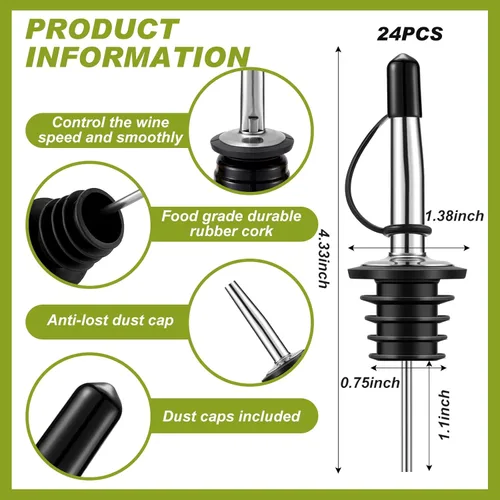 Miniatura 3 de Mifoci Juego de utensilios para bar con bandeja de vidrio de 3 niveles, herramienta para camarero con 12 piezas de vertedores clásicos de acero