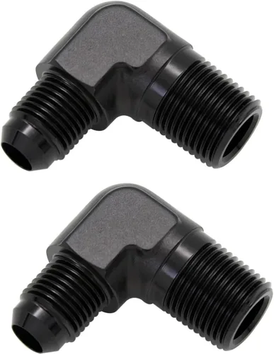 Miniatura 88 de Adaptador de tubo de manguera de combustible de aluminio recto 16AN acampanado a 3/4" NPT macho Unión de rosca negro