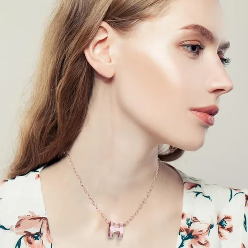 Miniatura 4 de EXTREE Collar con colgante de letra de moda para mujer, delicado collar chapado en oro de 18 quilates