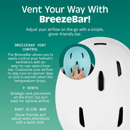 Miniatura 4 de Retrospec Zephyr - Casco de esquí – Casco de snowboard para adultos y jóvenes con ajuste ajustable, 9 rejillas de ventilación transpirables, Blanco