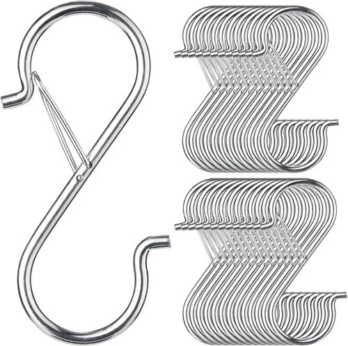Miniatura 12 de 24 piezas de ganchos en S para colgar con hebilla de seguridad, ganchos en S de metal resistentes de 3.5 pulgadas para utensilios de cocina, tazas