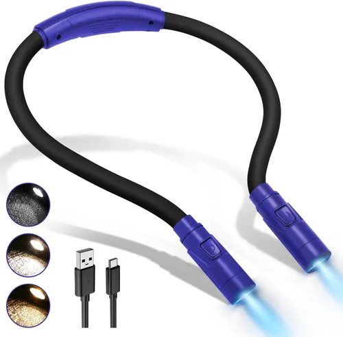 Miniatura 9 de LUXJET Luz de libro para leer y tejer a ganchillo, luz recargable para el cuello para tejer y reparar, luz de lectura de cuello amigable