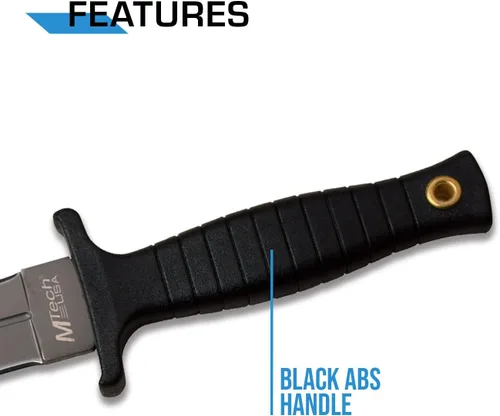 Miniatura 4 de MTECH USA MT-20–77GY – Cuchillo de hoja fija de doble filo, con mango, color negro gris, 11,25 pulgadas