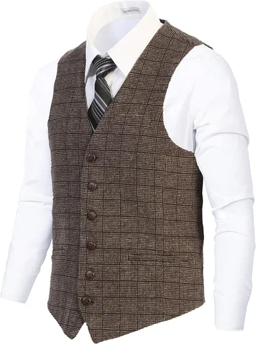 Miniatura 47 de Gioberti Chaleco de tweed formal de 6 botones para hombres