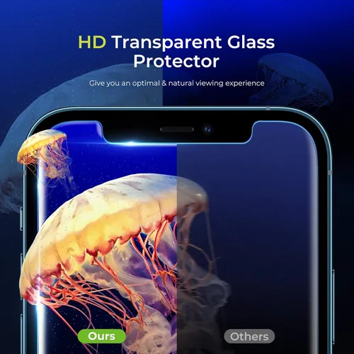 Miniatura 7 de ORIbox Protector de pantalla de cristal para iPhone 13 Pro Max, 3 paquetes de protección ocular antiarañazos, protector de pantalla de vidrio