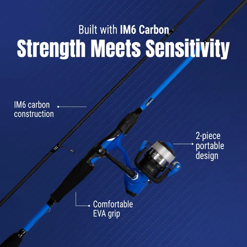 Miniatura 5 de Reaction Tackle Combo de Caña de Pescar y Carrete – Cañas de Carbono IM6 de 2 Piezas con Carretes de Lanzamiento Suave – Opciones de Spinning