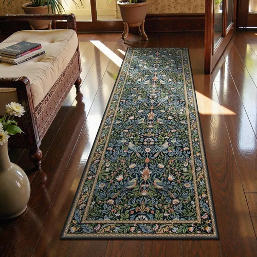 Miniatura 29 de Beeiva Alfombra Lavable para Pasillo 2x6 pies - Beige Vintage Resistente a Manchas Alfombra Floral para Cocina, Alfombras Bohemias
