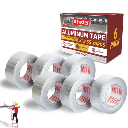 Miniatura 9 de XFasten cinta de papel aluminio, 3.6 mil, 2 pulgadas x 55 yardas, cinta HVAC