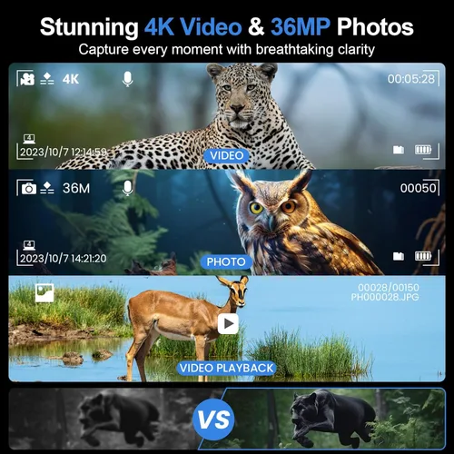 Miniatura 3 de WARMTUYO Gafas de visión nocturna, prismáticos infrarrojos 4K con cámara, visión nocturna de 9 engranajes con batería de 5000 mAh