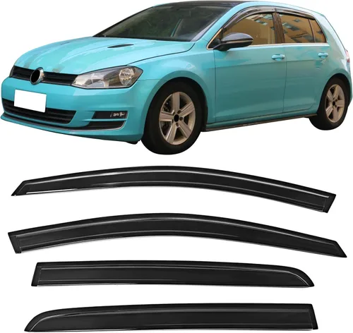 IKON MOTORSPORTS Viseras de ventana compatibles con Volkswagen Golf MK7 2015-2019, color humo oscuro, estilo de fábrica, acrílico para lluvia de