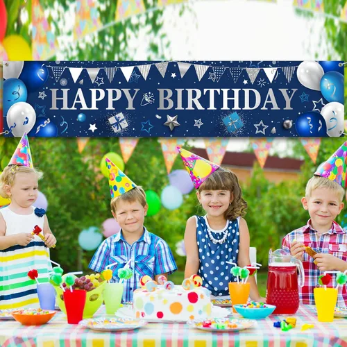 Miniatura 7 de Cartel de patio para regalos de feliz cumpleaños, pancartas grandes de cumpleaños para decoraciones exteriores, telón de fondo para hombres