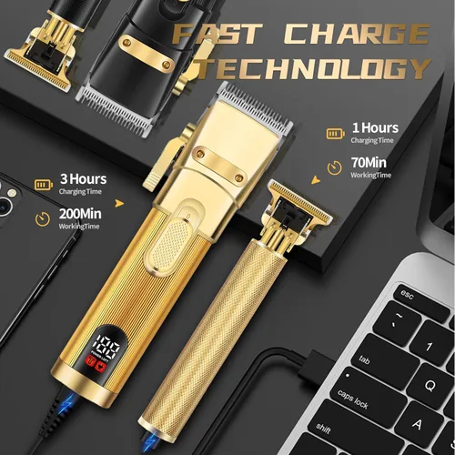 Miniatura 5 de Cortapelos para hombres, kit de aseo inalámbrico, cortapelos profesionales con pantalla LED, recortadora de barba recargable, regalos para hombres