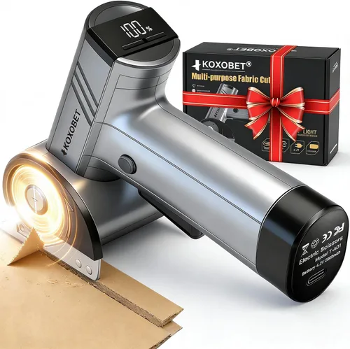 Tijeras eléctricas de cartón con luz LED, batería recargable de 2600 mAh, motor sin escobillas, hoja de acero de tungsteno, corta tela, cuero,