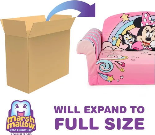 Miniatura 4 de Marshmallow Furniture, Sofá para dormir Minnie Mouse 3 en 1, tumbona convertible para niños, sofá cama y colchón de espuma para siestas de niños
