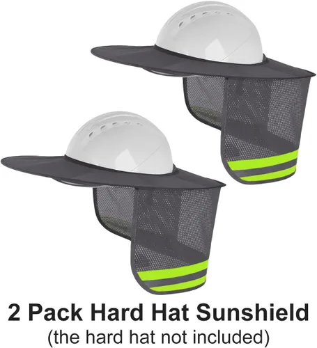 Miniatura 7 de Paquete de 2 protectores solares para casco duro, protector solar de malla de ala completa para cascos duros, alta visibilidad, reflectante