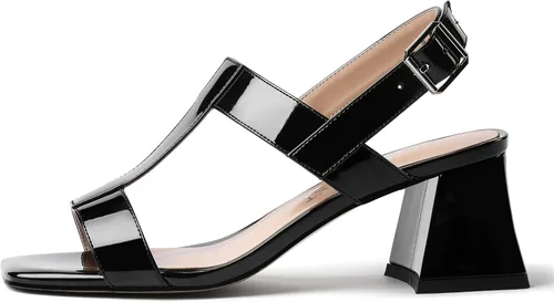 Miniatura 2 de SHOWFOREST Sandalias de tacón medio grueso para mujer, con puntera abierta, puntera abierta, 2.5 pulgadas