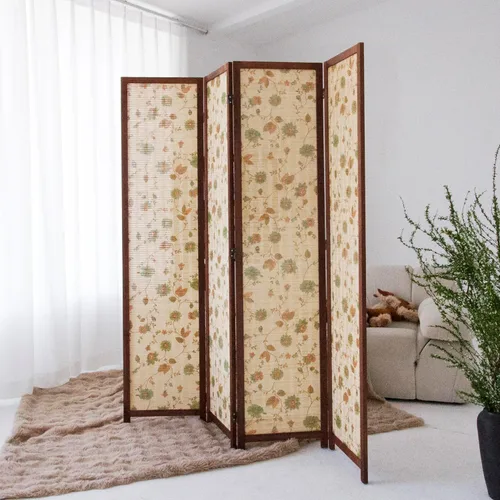 Miniatura 2 de Furnnylane Divisor de habitación de bambú de 4 paneles para separación de habitaciones, pantalla de privacidad plegable de doble cara de 5.6 pies