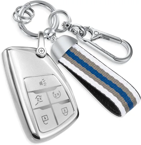 Miniatura 11 de para Buick - Funda para llavero con llavero de cuerda trenzada metálica anti-pérdida mejorada, carcasa suave de TPU exquisita para Avenir Envision