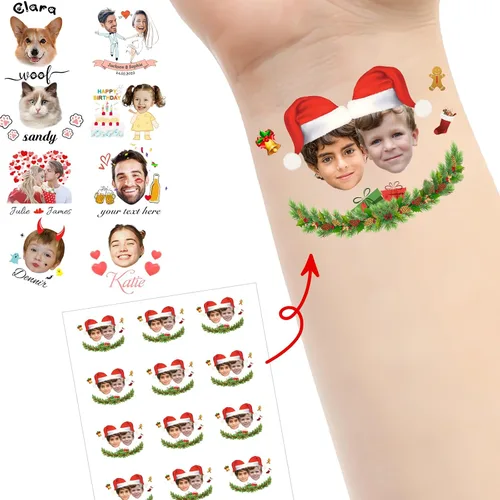 Miniatura 12 de Tatuajes personalizados temporales personalizados temporales con nombre, logotipo, foto facial para adultos, boda, cumpleaños, San Valentín