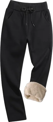 GXAMOY Pantalones de forro polar de invierno para hombre, pantalones deportivos con forro de sherpa, pantalones deportivos gruesos y cálidos