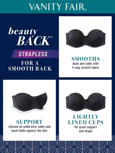 Miniatura 5 de Vanity Fair Women's Beauty Back Smoothing Strapless Bra, 4-Way Stretch Fabric, Lightly Lined Cups Up to H