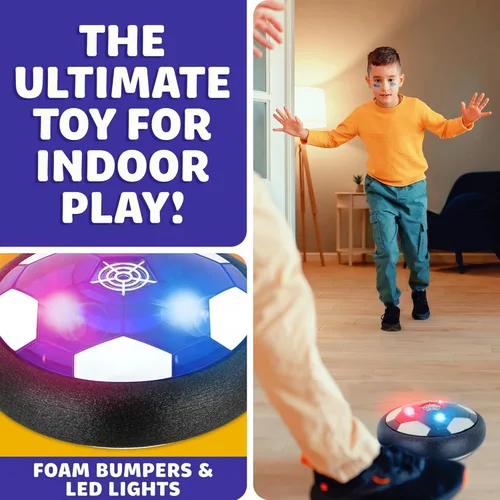Miniatura 6 de Pelota de Fútbol Hover - Pelota de Fútbol Interior, Juegos de Juguete Volador Interior (2 Discos Flotantes + 2 Porterías) Regalos de Cumpleaños