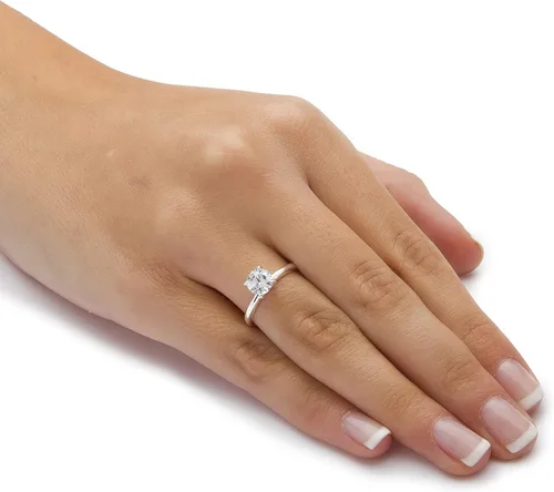 Miniatura 3 de Anillo de compromiso de plata de ley con circonita cúbica redonda