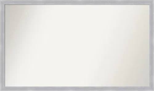 Amanti Art Silver Bathroom Mirror for Over Sink, 25x42 Custom Made Grace Brushed Nickel Narrow Rectangle Vanity Mirror, Large Modern Wood Frame,