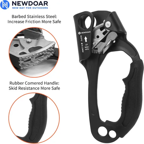 Miniatura 5 de NewDoar Certificado UIAA y CE - Ascendedor de mano para escalada en roca, arborista, equipo de rapel para cuerda de 8~13MM